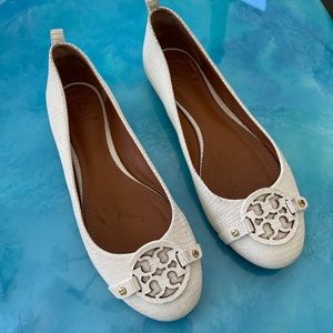 Tory Burch Flats textured snakeskin-like leather flats